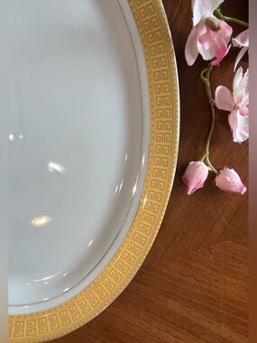 Replacement Royal Vienna Gold Lace Greek Key Trim Serving Plate, 14 x 9 1/4”